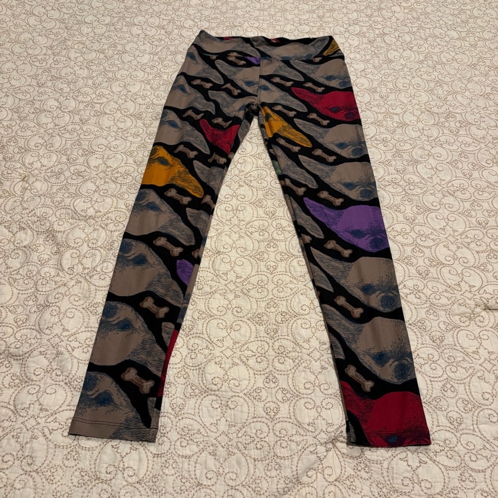 LuLaRoe Women’s Leggings with Multicolor Chihuahua Dog Design Size One Size